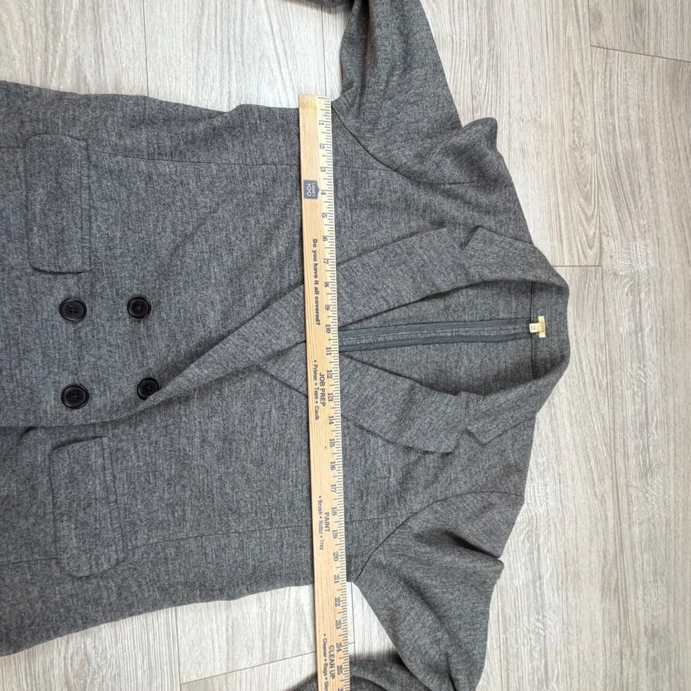 Vintage Y2K J Crew Women Double Breasted Gray Wool Blazer Size 14‎ Relaxed